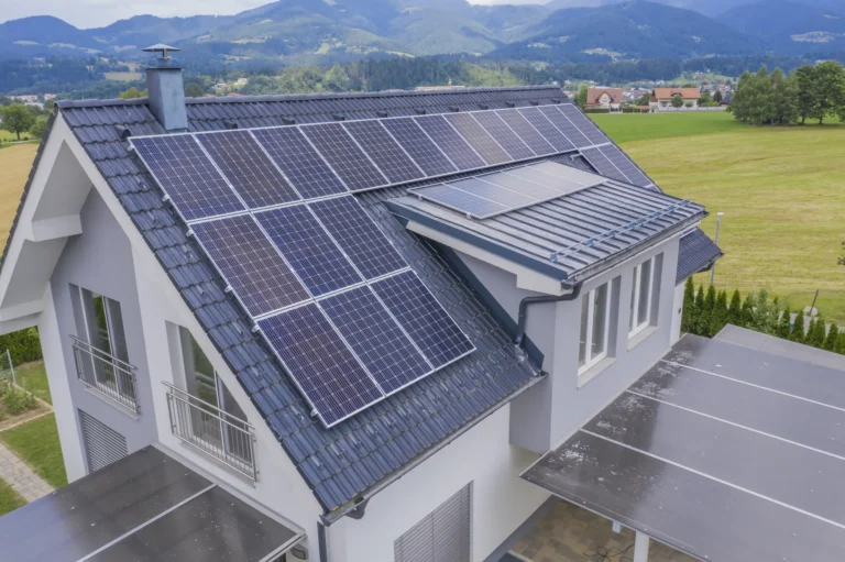 modern roof with solar panels for efficiency