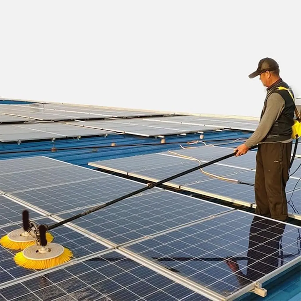 How to clean solar panels on a two-story roof in California.